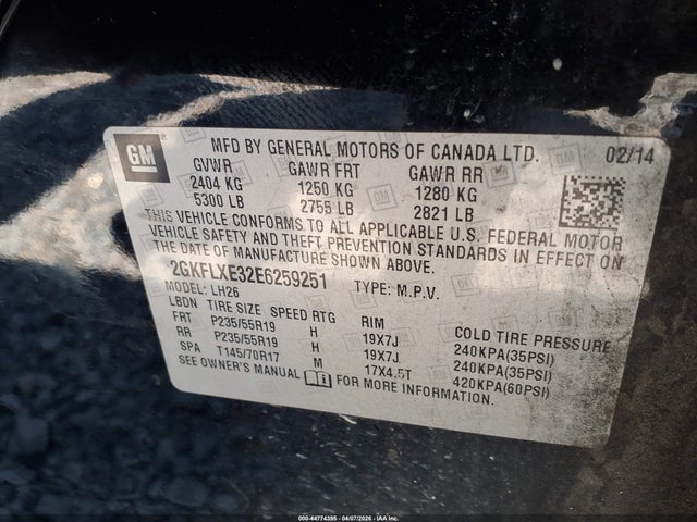 2014 Gmc Terrain Slt-1 მანქანა იყიდება აუქციონზე, vin: 2GKFLXE32E6259251, აუქციონის ნომერი: 44774395
