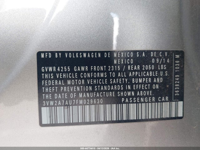 Продаж на аукціоні авто 2015 Volkswagen Golf Tdi Se 4-door, vin: 3VW2A7AU7FM029630, номер лоту: 44774415