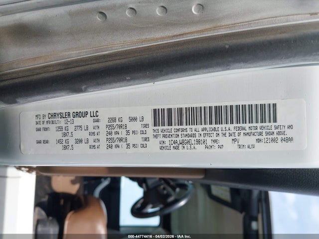 2014 Jeep Wrangler Sahara მანქანა იყიდება აუქციონზე, vin: 1C4AJWBG0EL198101, აუქციონის ნომერი: 44774416