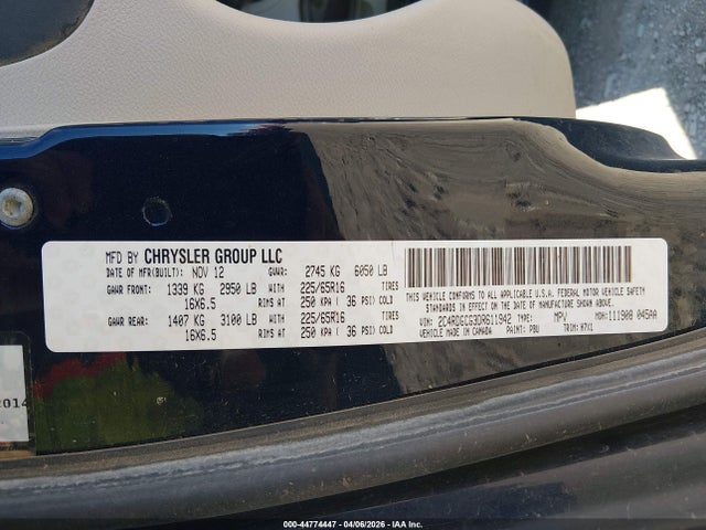 Продаж на аукціоні авто 2013 Dodge Grand Caravan Sxt, vin: 2C4RDGCG3DR611942, номер лоту: 44774447