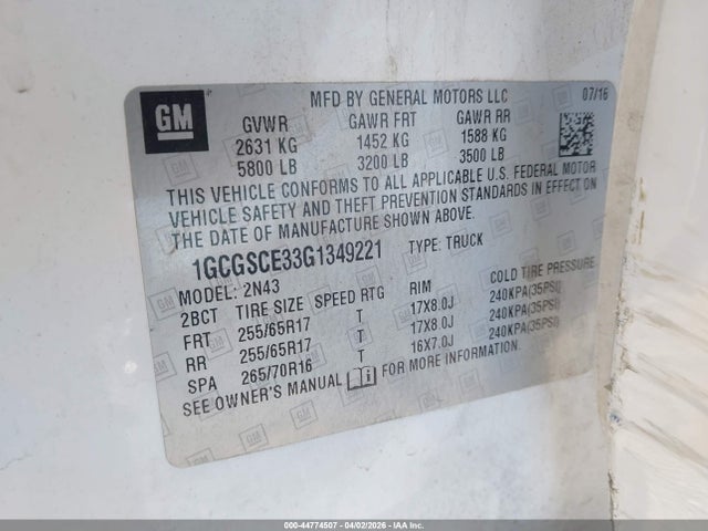 Chevrolet Colorado Lt 2016 1GCGSCE33G1349221 Image 9