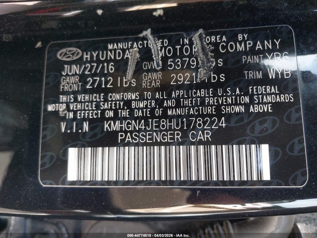 Genesis G80 3.8 2017 KMHGN4JE8HU178224 Image 9