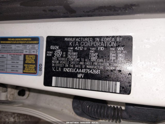 2024 Kia Seltos S მანქანა იყიდება აუქციონზე, vin: KNDEUCAA4R7642681, აუქციონის ნომერი: 44774534