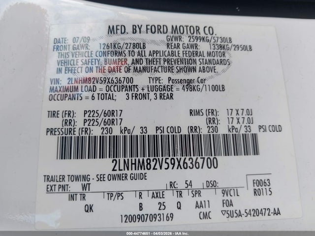 2009 LINCOLN TOWN CAR 2LNHM82V59X636700 Photo 8