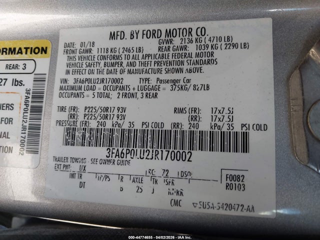 Ford Fusion Hybrid Se 2018 3FA6P0LU2JR170002 Image 9