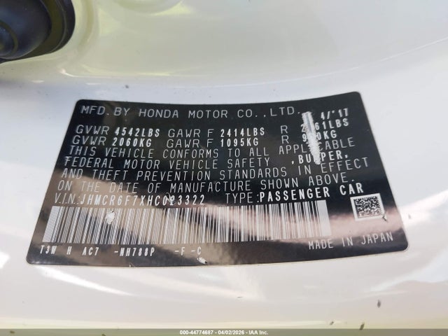 JHMCR6F7XHC023322 Honda Accord Hybrid Touring