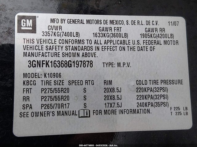 2008 CHEVROLET SUBURBAN 1500 3GNFK16368G197878 Photo 8