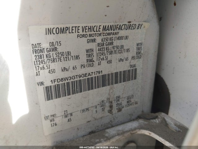1FD8W3GT9GEA71791 Ford F-350 Chassis Xl