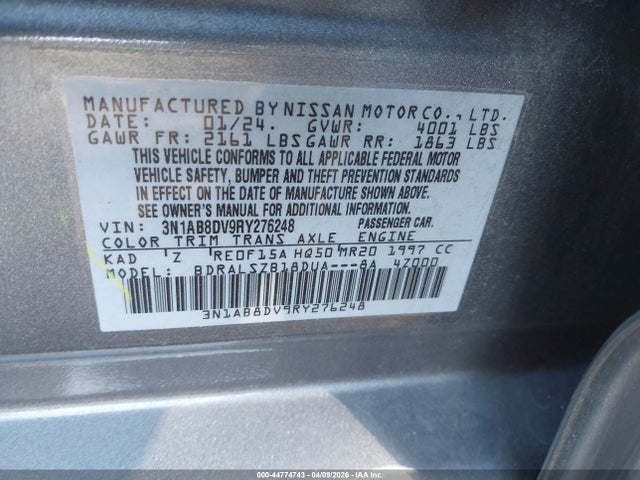 Aukcja sprzedaży 2024 Nissan Sentra Sr Xtronic Cvt, vin: 3N1AB8DV9RY276248, numer aukcji: 44774743
