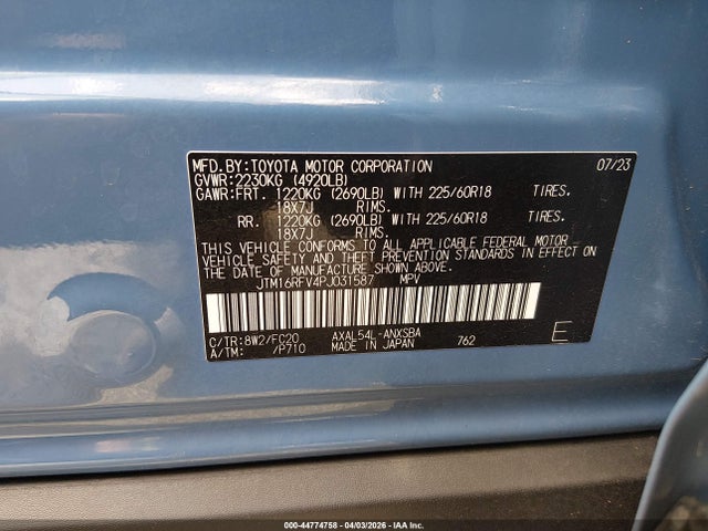 Aukcja sprzedaży 2023 Toyota Rav4 Hybrid Se, vin: JTM16RFV4PJ031587, numer aukcji: 44774758