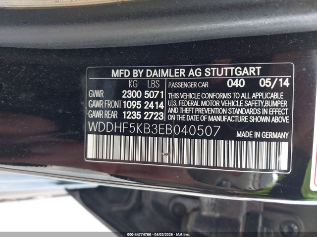 Aukcja sprzedaży 2014 Mercedes-benz E 350, vin: WDDHF5KB3EB040507, numer aukcji: 44774766