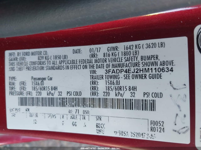 Ford FIESTA SE 2017 3FADP4EJ2HM110634 Image 9