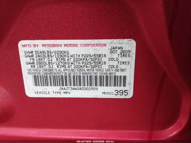 2010 MITSUBISHI OUTLANDER JA4JT3AW3AZ002509 Photo 8