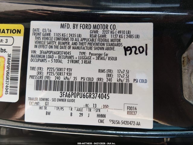 Ford Fusion Energi Se Luxury 2016 3FA6P0PU6GR374045 Image 9