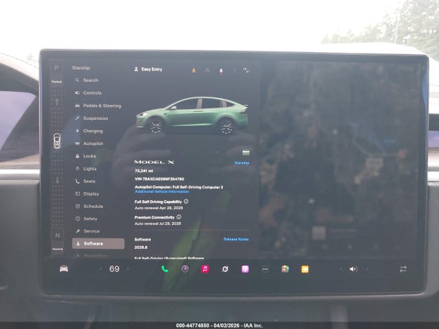 Aukcja sprzedaży 2022 Tesla Model X Dual Motor All-wheel Drive, vin: 7SAXCAE59NF354790, numer aukcji: 44774850