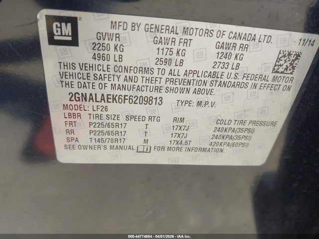 2GNALAEK6F6209813 Chevrolet EQUINOX LS