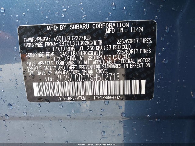 Aukcja sprzedaży 2025 Subaru Forester Premium, vin: JF2SLDDC7SH512713, numer aukcji: 44774891