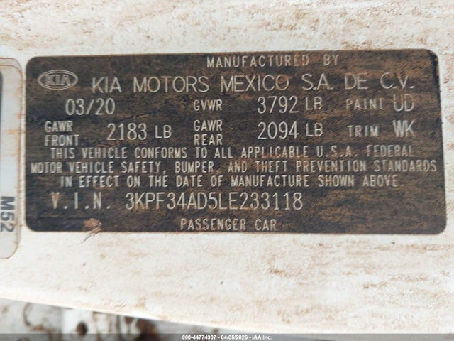 KIA Forte Gt-line 2020 3KPF34AD5LE233118 Image 9