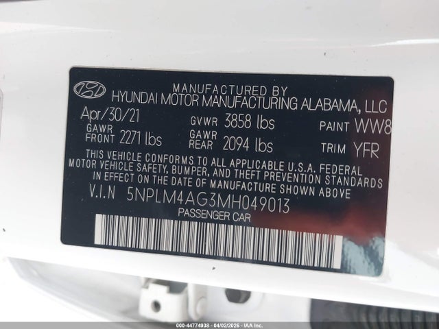 Hyundai ELANTRA SEL 2021 5NPLM4AG3MH049013 Image 9