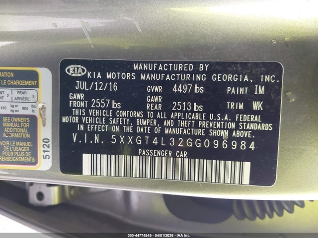 5XXGT4L32GG096984 KIA Optima Lx