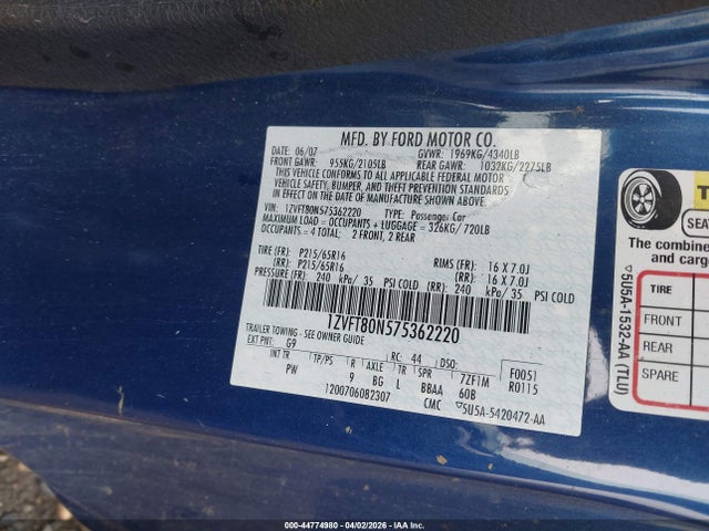 2007 FORD MUSTANG 1ZVFT80N575362220 Photo 8