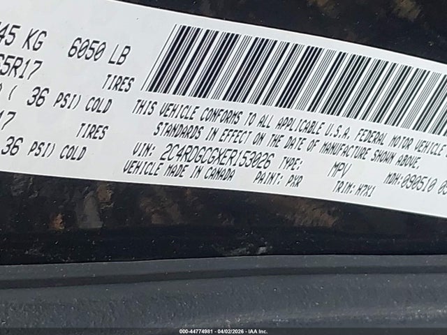Aukcja sprzedaży 2014 Dodge Grand Caravan Sxt, vin: 2C4RDGCGXER153026, numer aukcji: 44774981