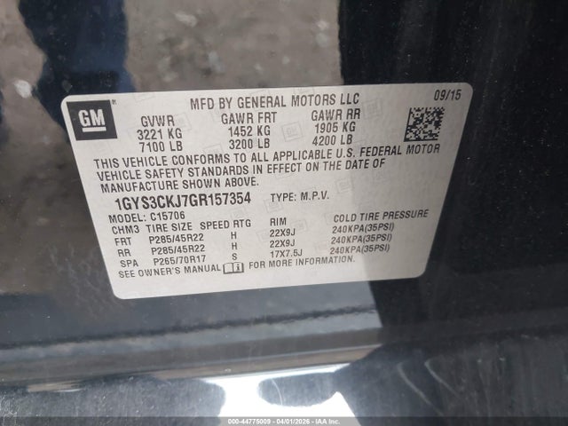 2016 CADILLAC ESCALADE 1GYS3CKJ7GR157354 Photo 8