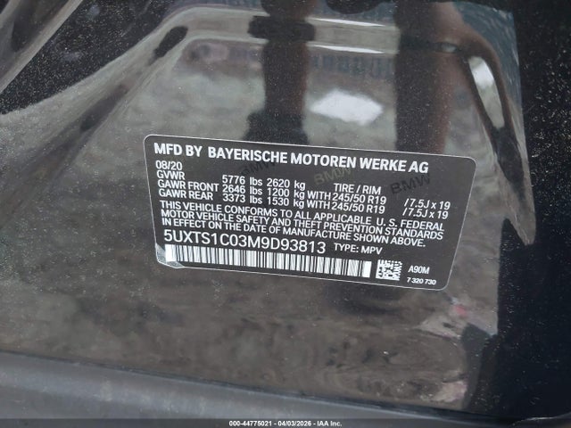 2021 Bmw X3 Phev Xdrive30e მანქანა იყიდება აუქციონზე, vin: 5UXTS1C03M9D93813, აუქციონის ნომერი: 44775021