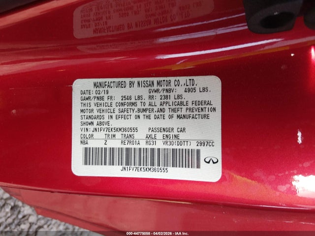 Продаж на аукціоні авто 2019 Infiniti Q60 3.0t Red Sport 400, vin: JN1FV7EK5KM360555, номер лоту: 44775058