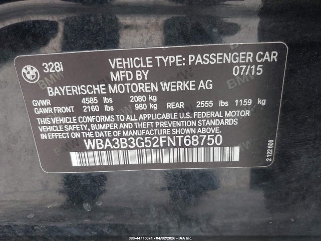 2015 BMW 328I WBA3B3G52FNT68750 Photo 8