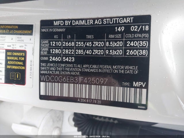 WDC0G6EB3JF425097 Mercedes-Benz Amg Glc 43 4matic