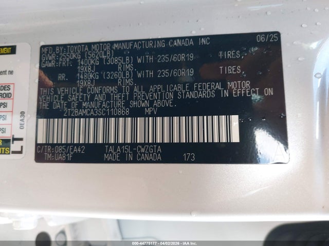 44775177 :رقم المزاد ، 2T2BAMCA3SC110868 vin ، 2025 Lexus Rx 350 Premium مزاد بيع