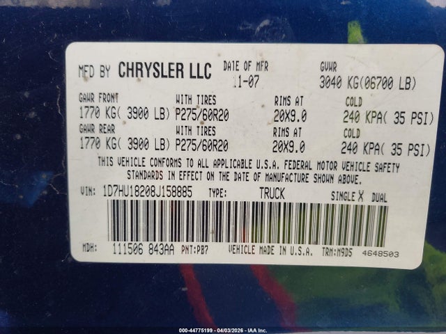 2008 DODGE RAM 1500 1D7HU18208J158885 Photo 8