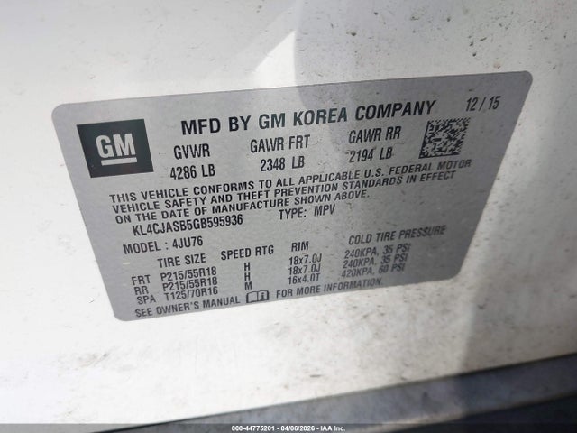 KL4CJASB5GB595936 Buick Encore