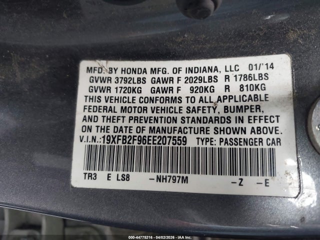 19XFB2F96EE207559 Honda Civic Ex-l