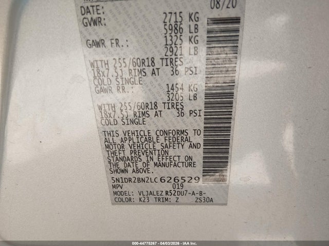 Nissan Pathfinder Sv 2wd 2020 5N1DR2BN2LC626529 Image 9