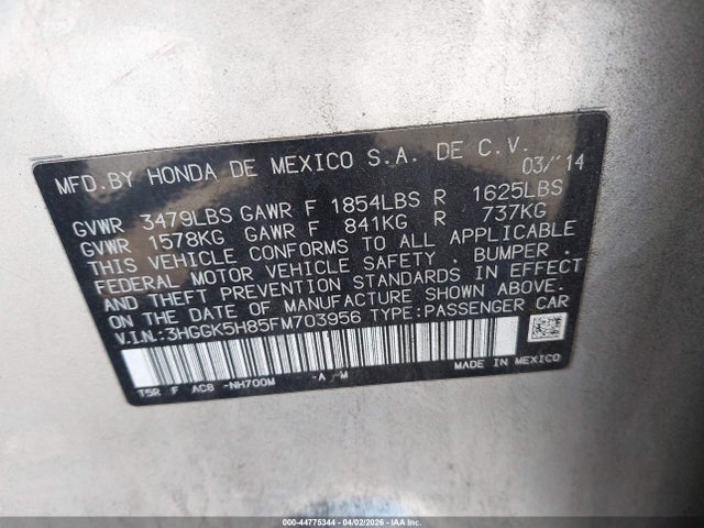 3HGGK5H85FM703956 Honda Fit Ex/ex-l