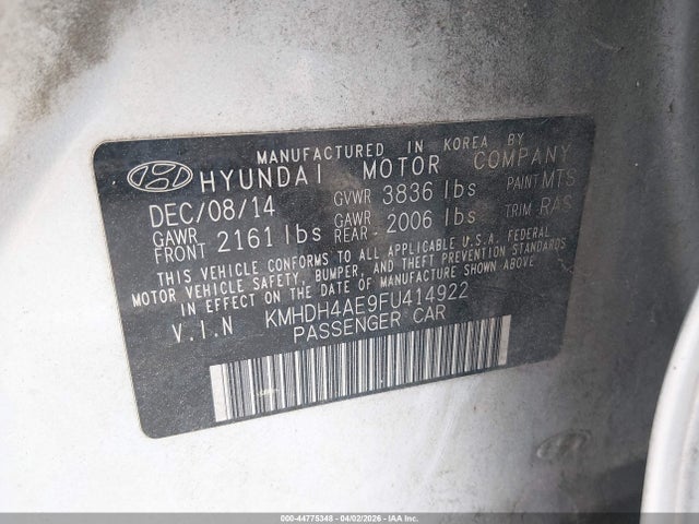 2015 HYUNDAI ELANTRA KMHDH4AE9FU414922 Photo 8