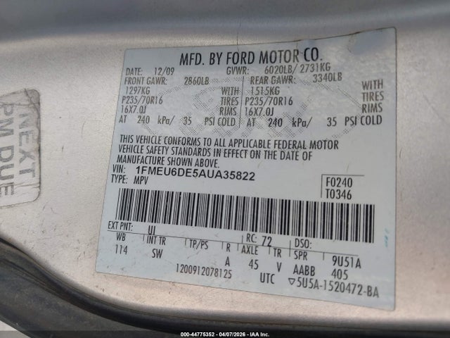 2010 FORD EXPLORER 1FMEU6DE5AUA35822 Photo 8
