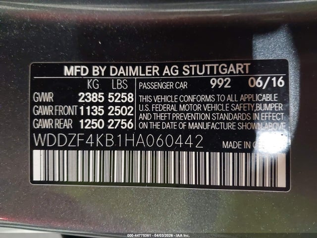 Продаж на аукціоні авто 2017 Mercedes-benz E 300 4matic, vin: WDDZF4KB1HA060442, номер лоту: 44775361