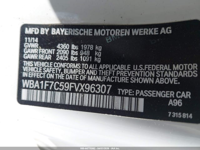 2015 Bmw 228i Xdrive მანქანა იყიდება აუქციონზე, vin: WBA1F7C59FVX96307, აუქციონის ნომერი: 44775362