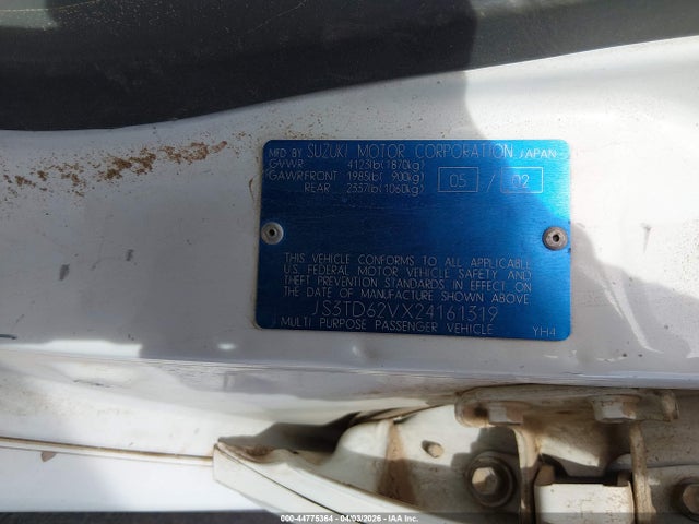 Продажа на аукционе авто 2002 Suzuki Grand Vitara Jlx/limited, vin: JS3TD62VX24161319, номер лота: 44775364