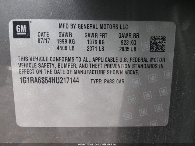 2017 CHEVROLET VOLT 1G1RA6S54HU217144 Photo 8