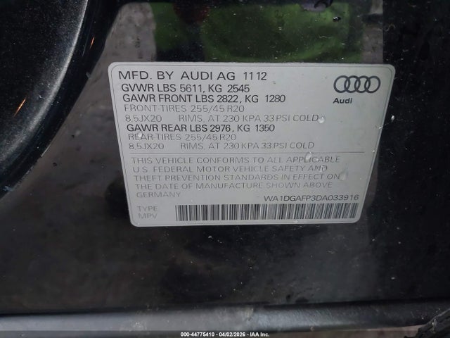 Продаж на аукціоні авто 2013 Audi Q5 3.0t Premium Plus, vin: WA1DGAFP3DA033916, номер лоту: 44775410
