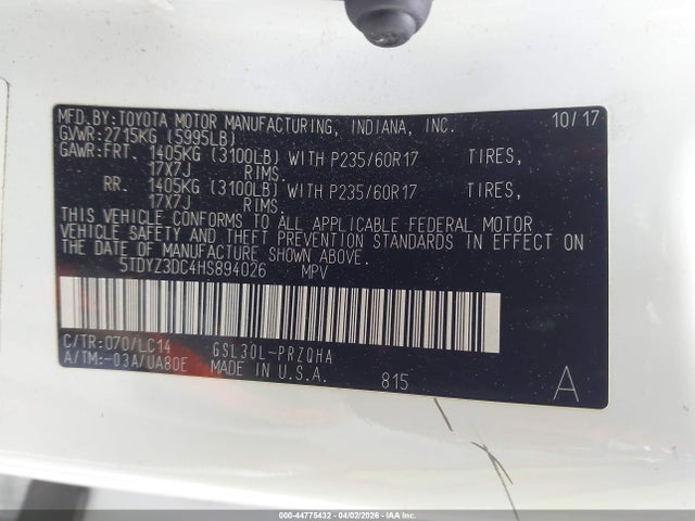 2017 TOYOTA SIENNA 5TDYZ3DC4HS894026 Photo 8