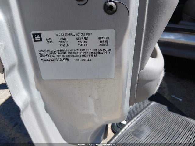44775437 :رقم المزاد ، 1G4HR54K63U243760 vin ، 2003 Buick Lesabre Limited مزاد بيع