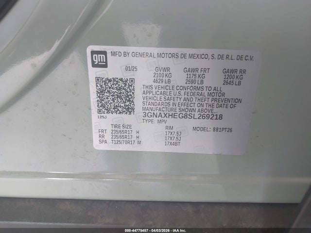 Продаж на аукціоні авто 2025 Chevrolet Equinox Fwd Lt, vin: 3GNAXHEG8SL269218, номер лоту: 44775457