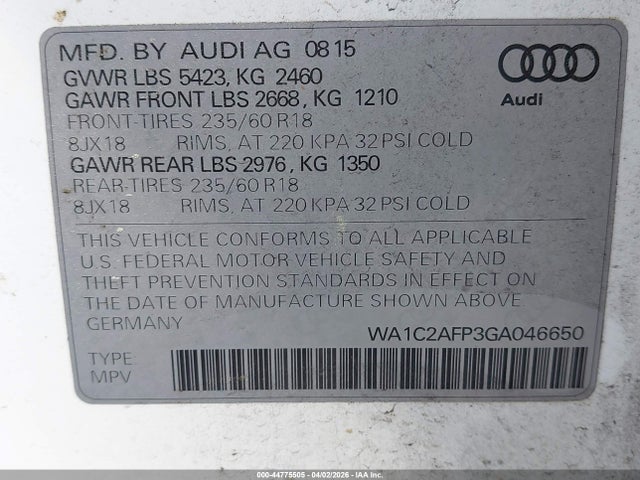 2016 AUDI Q5 WA1C2AFP3GA046650 Photo 8