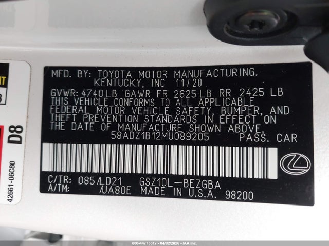 Lexus ES 350 2021 58ADZ1B12MU089205 Image 9