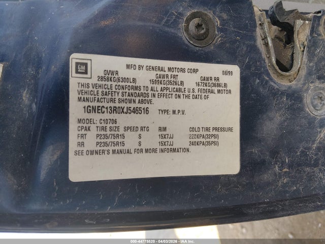 1999 CHEVROLET TAHOE 1GNEC13R0XJ546516 Photo 8